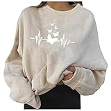 HHOP blusen Damen Langarm Pulli Damen offshouldershirt schöne Pullover Damen Damen Pullover Winter Langarmshirt Damen gestreift Damen jeanshemd braune Tunika Damen v Ausschnitt Lang