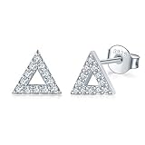 Shuxin Silber Damen Ohrstecker Ohrringe, 925 Sterling Silber Geometrie Ohrstecker Ohrringe, 8mm Silber Dreieck Ohrstecker Ohrringe, Unisex Klein Schlafen Knorpel Ohrstecker für Frauen M