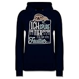 Sprüche Statement mit Spruch - Ich spüre das Tier in Mir es ist EIN Faultier - XXL - Navy Blau - Sweatshirt sprüche Damen - JH001F - Damen Hoodie und Kapuzenpullover für F