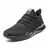 AZSDXS Herren Laufschuhe Leichte Wanderschuhe Mode Atmungsaktiv Joggen Athletic Sneakers Casual Atmungsaktiv Gym Tennis Fitness Sport Outdoor Schuhe, A Schwarz, 45 EU