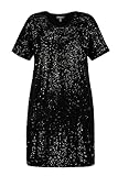 Ulla Popken Damen Paillettenkleid Kleid, schwarz, 46 Größ