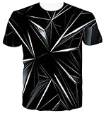 ALISISTER Tshirt Herren Damen Lustiges 3D Geometrie Druck Kurzarm T-Shirts Beiläufig Sommer Rundhals Hawaii Tee Tops Schwarz S