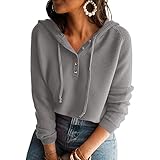 TTWOMEN Damen Kapuzenpullover Sets Reines Fleece Euramerican Einreihig Langarm Loose F