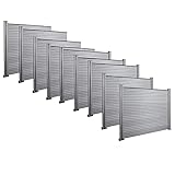 EINFEBEN WPC-Sichtschutz, Gartenzaun Komplettset, 9X Quadratisch mit 10 Pfosten, UV-Bestandig, Höhe 185 cm, Grau WPC-Zaun Windschutz Z