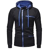 Zytyeu Hoodie Herren Sweatshirts Slim Fit Lässig Langarm Sport Hoody Jacke Leichte Atmungsaktive Zip Jacken Herren Sport Fitness Hooded Jacke Outwear B-Black L