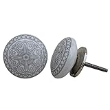 Knauf für Schrank, Schublade, aus Keramik, handbemalt, 12 Stück Grey & White knopfe grau weiß PUSHPACRAFTS (12) XFER