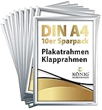 10 Plakatrahmen DIN A4 | 25mm Aluminium Profil, Silber | inkl. entspiegelter Schutzscheibe und Befestigungsmaterial | Alu Klapprahmen Wechselrahmen Posterrahmen | 10er Sparpack | Dreifke®