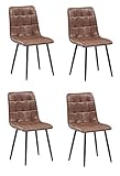 SAM 4er Set Esszimmerstuhl Lisa, Stoffbezug in Wildleder-Optik, Schwarze Metallfüße, Schalenstuhl im skandinavischen Stil, quadratische Absteppung