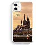 MUNIQASE Panorama Köln Kölner Dom - Hülle für iPhone 11 - Motiv Design Skyline Silhouette Schön - Cover Hardcase Handyhülle Schutzhülle Case S