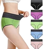 Cholewy Damen Unterwäsche Baumwolle Atmungsaktiv Hipster Panty Damen Slip Pack, 5er-Pack mit hoher Taille, helle Farben, M