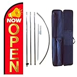 Now Open Swooper Flaggenmast Kit für Unternehmen, 3 m offenes Schild, Federflagge, Banner-Set, enthält 2,4 m Werbeflagge, Aluminium-Fahnenmast, schwerer Erdspieß und R