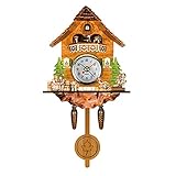 windyday Kuckucksuhren Aus Echtholz Schwarzwälder Kuckucksuhr Kukuksuhren Mit Quartzwerk Nordische Retro-Uhr Kuckucksuhr Handgemacht Cuckoo Clock Kukusuhr Für Zuhause, Studium,