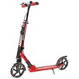 Best Sporting Scooter 205er Rolle High Class, klappbarer City-Roller mit ergonomischem Lenker, Handbremse und Klingel, Tret-Roller (Rot + Tragegurt)