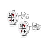 BlackAmazement 2er Set Ohrstecker 316L Edelstahl Poker Karten Farben Zocker Lucky 8mm Silber H