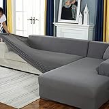 Sofabezug, Eck Stretch-Sofabezug Stretch Sofabezug für 1/2/3/4 Sitzer（L-förmiges Ecksofa erfordert Zwei）