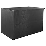 HechoVinen Gartenschrank Geräteschuppen, PE Rattan Werkzeugaufbewahrungsbox, Wasserabweisendes PE-Futter mit Reißverschluss, Stahlrahmen, Garten, Terrasse, Hof, Rasen, Pool, Schwarz 150x100x100