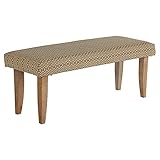 WOMO-DESIGN Sitzbank gepolstert Palma aus Stoffbezug, 120 x 48 x 40 cm, Holzoptik-Weiß-Gold, Holzbeine Unikat Landhaus-Stil Retro Sitzbank Polsterbank Flurbank Bank Truhenbank Sitzpolster Schuhbank