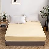 Amacigana Spannbettlaken Topper Boxspringbett Einfarbig Klassische Spannbettlaken 180x200cm vielen Größen und Farben Kinder Bed Sheets (Gelb,140 x 200 x30 cm)