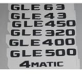 Glänzendes schwarzes Kofferraum-Buchstaben-Abzeichen für Mercedes Benz GLE43 GLE63 GLE450 AMG GLE320 GLE400 GLE500 GLE550 4MATIC (AMG, glänzend schwarz)