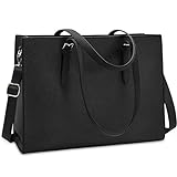 NUBILY Handtasche Shopper Damen Große Schwarz Handtasche Leder Umhängetasche Arbeitstasche Gross Laptop Business Schule Taschen 15.6 Z