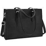 NUBILY Handtasche Shopper Damen Große Schwarz Handtasche Leder Umhängetasche Arbeitstasche Gross Laptop Business Schule Taschen 15.6 Z