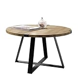 Runder Couchtisch Couchtisch runder Couchtisch Holz und Metall Rustikales Vintage Industrie-Design Wohnmöbel Bauernhaus Sofa Tisch Cocktailtisch für Wohnzimmer B