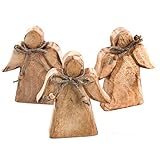 Logbuch-Verlag 3 Holzengel Weihnachtsdeko zum Hinstellen Engelfigur braun Natur Deko Weihnachten Holzdeko Weihnachtsengel groß Vintag