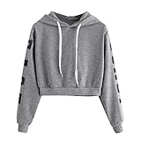 TWIFER Damen Buchstaben Langarmshirt Hoodie Crop Pullover Tops Sweater Sw