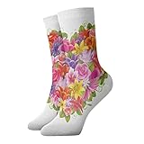 Kompressionsstrümpfe für Damen, Herzrahmen mit Shabby-Chic-Stil, Blumen, Rosen, Blätter, romantisches Liebesmotiv, niedrig, bunt, niedlich, lustig, neu, abgestuft, Sportstrümpfe, 30