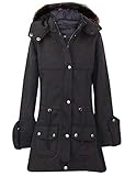 NY Deluxe Edition Damen Übergröße Fleece Parka Pelz Kapuze Mantel Jacke mit Kapuze Lange Wintermäntel UK Größe 16 bis 28 Gr. 46, Schw