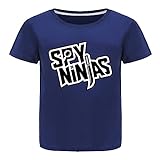 Spy Ninjas Sommer 100% Baumwolle T-Shirts für Mädchen und Jungen Bequemes T-Shirt Mode Top, marineblau, 7-8 J