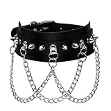 MILAKOO Cool Rivet Spike Nieten PU Leder Choker Halskette Legierungskette für Goth Punk Rock