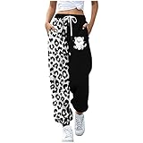 Jogger Damenhose, Camouflage-Hose für Damen, breite Hose, Pumphose, Damenhose, Sporthose, lockere Drucke mit Kordelzug, modisch, lässig, für Damen, (#002) Weiß, L