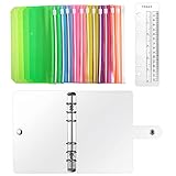 Teblacker A6 nachfüllbare 6 runde Ringe Binder Cover, A6 Binder Notebook mit 12 PCS Plastic Binder Pockets Umschläge, 1 L