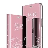 Jacyren Kompatibel mit iPhone SE 2020 Leder Hülle,Handyhülle Spiegel Schutzhülle Flip Tasche Cover iPhone 7 8,Stand Feature Rückschale Bumper Hülle iPhone 7 8 Plus (iPhone 7 Plus/8 Plus, Roségold)