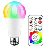 iLC LED Farbige Leuchtmittel,70W äquivalente, RGBW Lampe Edison Farbige Leuchtmitte Farbwechsel Lampen - 120 Farben RGBW - 10 Watt E27 Fassung LED Birnen - Kabellos Fernbedienung ink