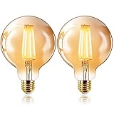 ExtraStar Edison Vintage Glühbirne, G95 E27 LED Filament Lampe, 4W Ersetzt 40W Glühlampe, 400 LM, 2200K Warmweiß, Amber Glas, Nicht Dimmbar, 2 Stück