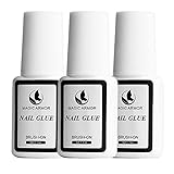 MAGIC ARMOR 3 Flaschen Nagelkleber 7ml Nagelkleber mit Pinsel nagelkleber für tips nagelkleber für kunstnägel nagelkleber extra stark,zur Reparatur von eingerissenen Naturnägeln nail g