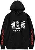OLIPHEE Herren Kapuzenpullover Sänger Figur gedruckt Hoodie Long Sleeve Loose Fit Hoodie Schwarz M