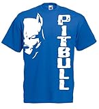 Generico t-Shirt Pitbull Fight Hund Dog Kickboxen Boxen auch für Kinder(L, königsblau)