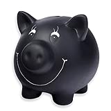 Schramm® Sparschwein schwarz aus Keramik mit Tafellack beschreibbar mit Kreide Sparschweine Schwein inklusive Kreide und verschließb