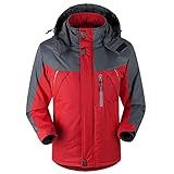 Komiseup Herren und Damen Jacken Fleecejacke Winterjacke Wasserdicht Atmungsaktiv Verdickt Warm Winddicht Softshelljacke Outdoor Funktionsjacke mit Abnehmbare Kapuzen Bergsteigeranzug Skianzug