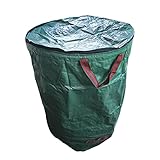 Gartenabfallsack mit Griffen Deckel VerschließBar 300L, Faltbar Gartenbeutel, Wiederverwendbar Laubsack,Selbstaufstellend Gartensack, Hohe Fassungsvermögen Wasserdicht Gartenabfallbehälter Gartensack