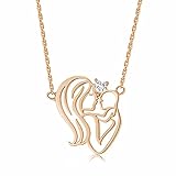 Qings Umarmung Liebe Angebot Halskette 925 Sterling Silber Rose Gold Liebesherz Halsk