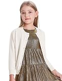 GRACE KARIN Mädchen Pullover Langarm Strickjacke Soft Rundhals Cardigan 12 Jahre Ivory CLA02782-1