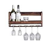 ZGQA-GQA Glasregal Weinregal Nordic Home Schwarz Walnuss Massivholz Wandbehang Flaschenhalter Einfaches Regal Wand Weinschrank (Größe 55cm)