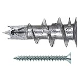 fischer Gipskartondübel Metall GKM 12 mit Schraube, selbstbohrender Gipsdübel, starker Dübel für Gipskarton- und Gipsfaserplatten, Kreuzschlitz-Antrieb, 100 Stück