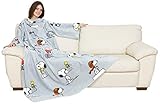 Kanguru la coperta con le maniche Snoopy Fleecedecke, Polyester, GRAU MIT Aermeln, 140x180