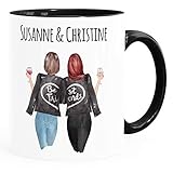 SpecialMe® Tasse beste Freundin personalisierbar, anpassbares Geschenk Freundschaft Best Friends 2 Seiten Inner-Schwarz Keramik-T