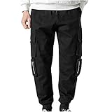 Komiseup Herren Hose Jogginghose Herren Cargo Jeans Hosen Stretch Sporthose Herren Running Sports Hose mit Multi-Tasche Slim Fit Freizeithose Herrenhose C